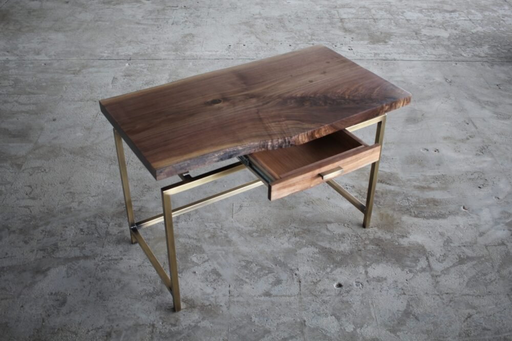 THE BROOKLYN HEIGHTS-Brass and walnut Desk
