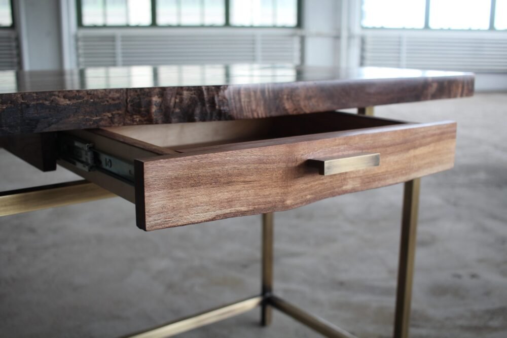 THE BROOKLYN HEIGHTS-Brass and walnut Desk - Image 3