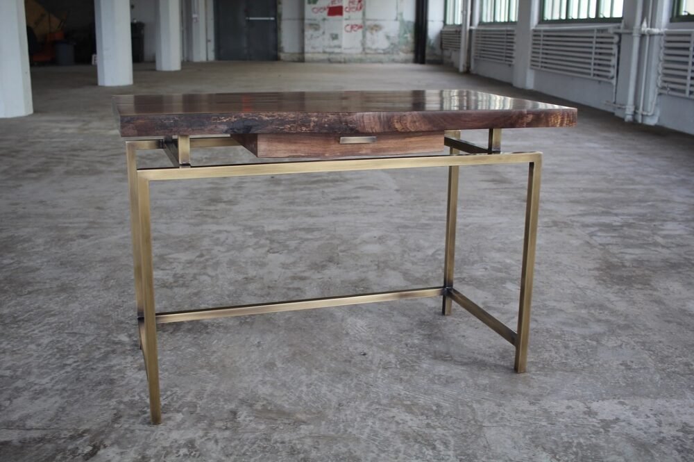 THE BROOKLYN HEIGHTS-Brass and walnut Desk - Image 2