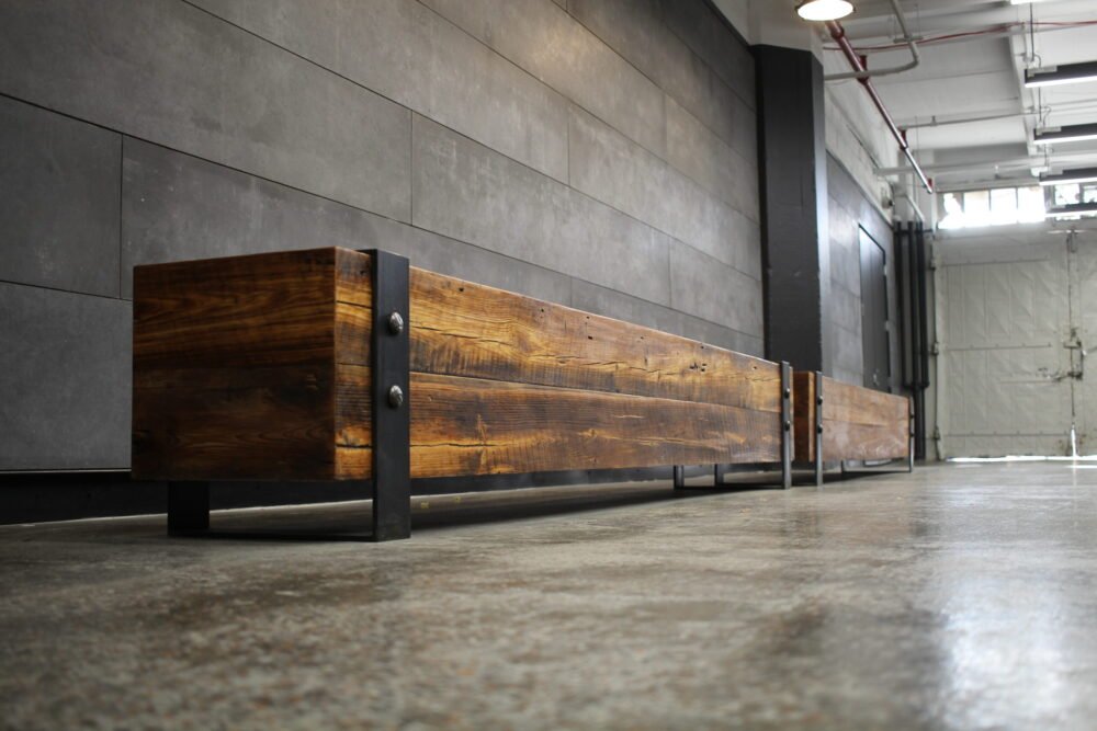 BENSONHURST BENCH-steel and reclaimed bench - Image 10