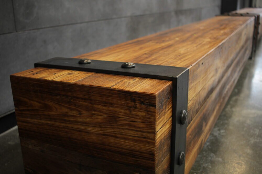 BENSONHURST BENCH-steel and reclaimed bench