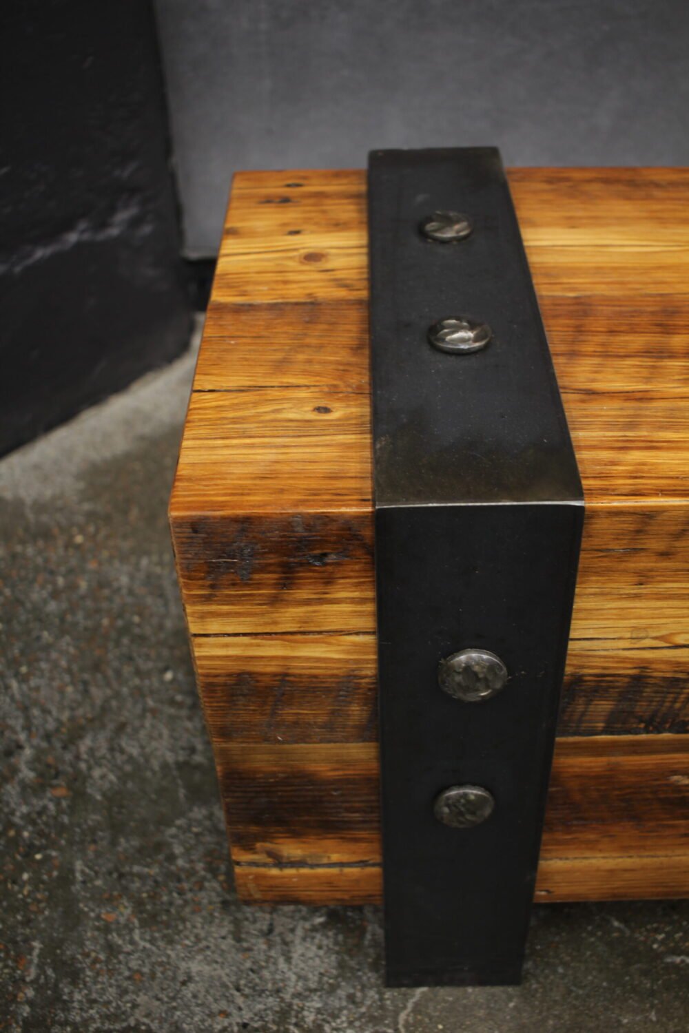 BENSONHURST BENCH-steel and reclaimed bench - Image 3
