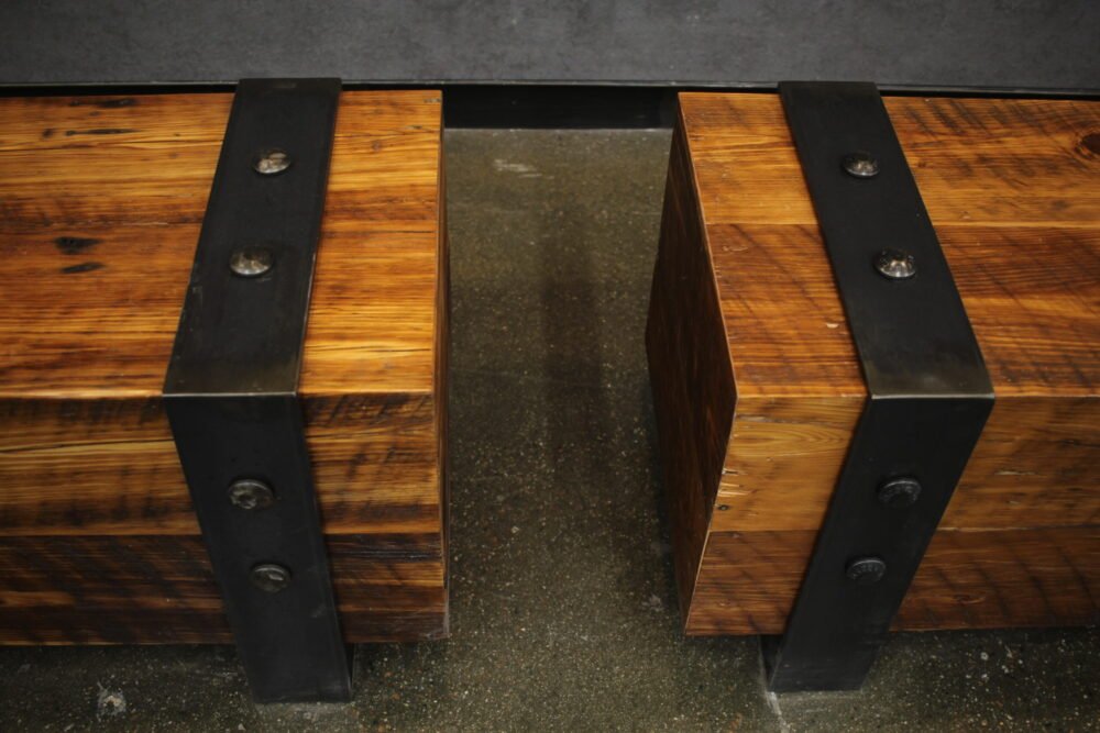 BENSONHURST BENCH-steel and reclaimed bench - Image 9
