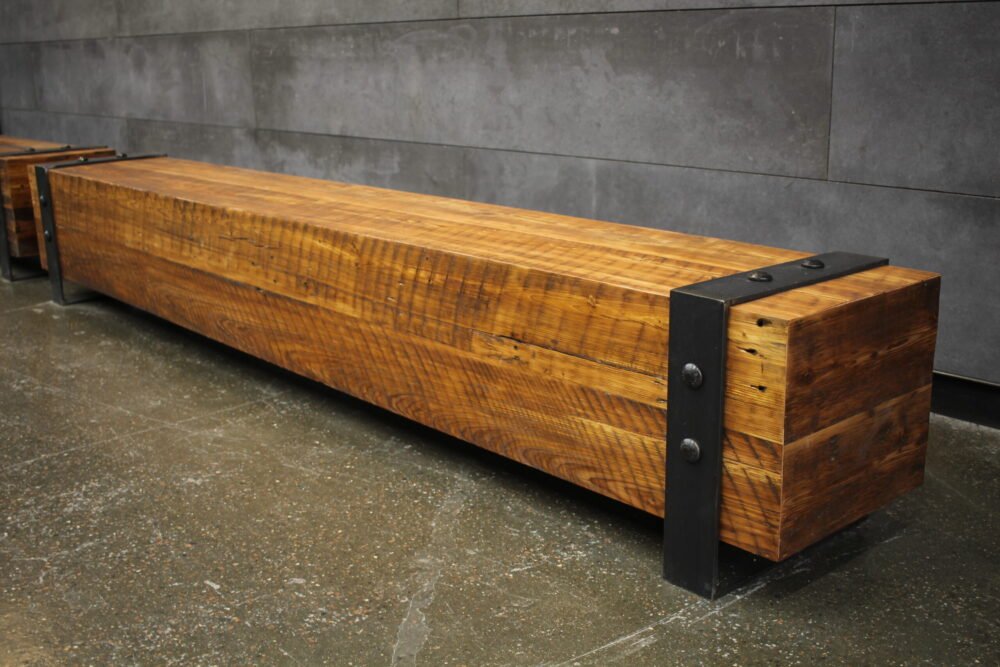 BENSONHURST BENCH-steel and reclaimed bench - Image 8
