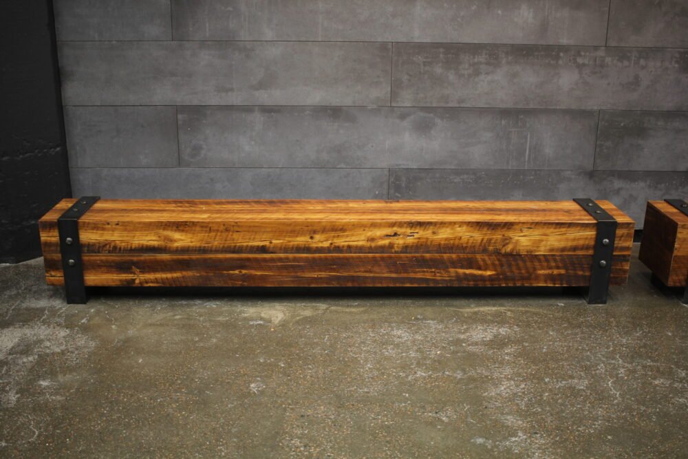 BENSONHURST BENCH-steel and reclaimed bench - Image 6